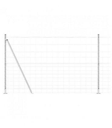 vidaXL Welded Wire Fence with Concrete Base 25 x 1.5 m Silver Mesh