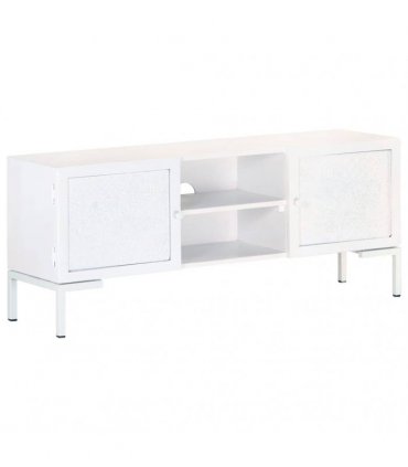 vidaXL TV Cabinet White 115x30x46 cm Solid Mango Wood
