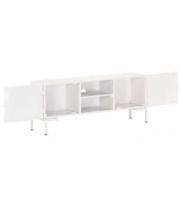 vidaXL TV Cabinet White 115x30x46 cm Solid Mango Wood