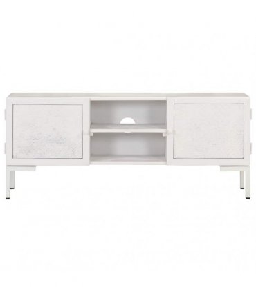 vidaXL TV Cabinet White 115x30x46 cm Solid Mango Wood