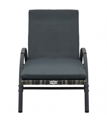 vidaXL Sun Lounger with Cushion & Wheels Poly Rattan Anthracite