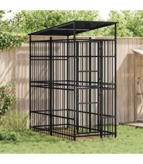 vidaXL Outdoor Dog Kennel with Roof Steel 1.84 m²