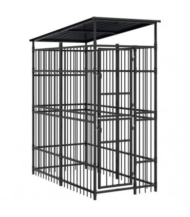 vidaXL Outdoor Dog Kennel with Roof Steel 1.84 m²