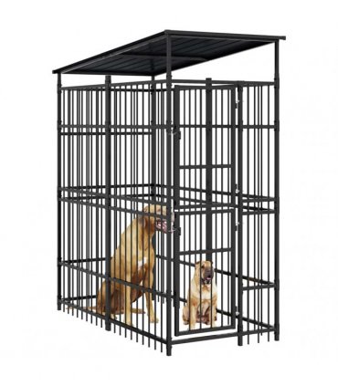 vidaXL Outdoor Dog Kennel with Roof Steel 1.84 m²