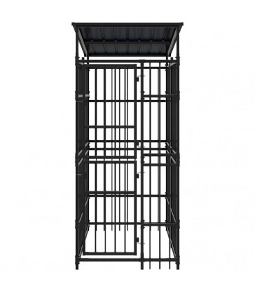 vidaXL Outdoor Dog Kennel with Roof Steel 1.84 m²