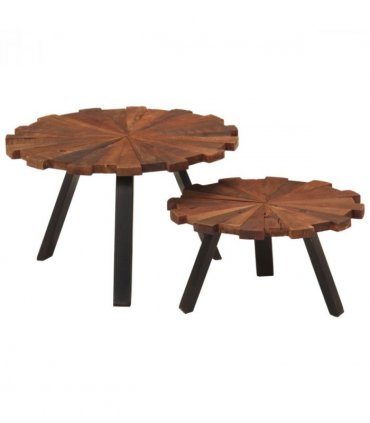 vidaXL Coffee Tables 2 pcs Solid Wood Reclaimed and Iron