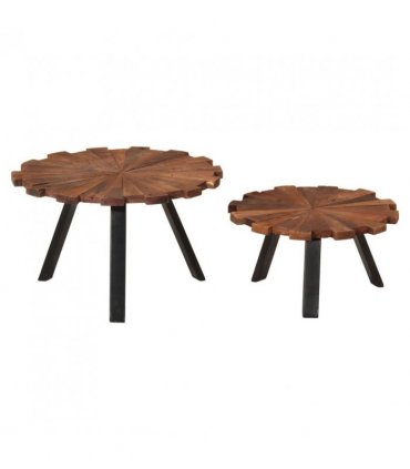 vidaXL Coffee Tables 2 pcs Solid Wood Reclaimed and Iron