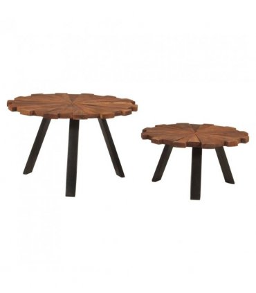 vidaXL Coffee Tables 2 pcs Solid Wood Reclaimed and Iron