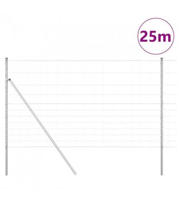vidaXL Ground Fix Welded Wire Fence 25 x 1.4 m Galvanised Steel Silver