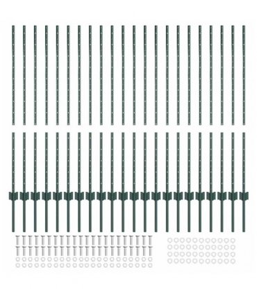 vidaXL Fence Post 22 pcs Green 160 cm Steel