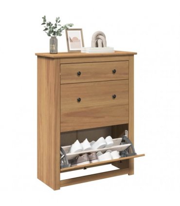 vidaXL Shoe Cabinet PANAMA 80x35x105 cm Solid Wood Pine