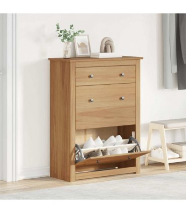 vidaXL Shoe Cabinet PANAMA 80x35x105 cm Solid Wood Pine