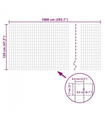 vidaXL Euro Fence Steel 10x1.2 m Grey