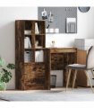 vidaXL Desk with Drawer with Shelf with Storage 2 pcs Smoked Oak