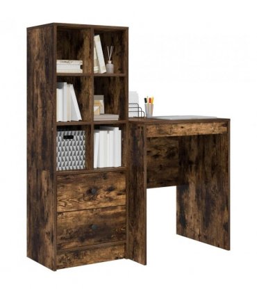 vidaXL Desk with Drawer with Shelf with Storage 2 pcs Smoked Oak