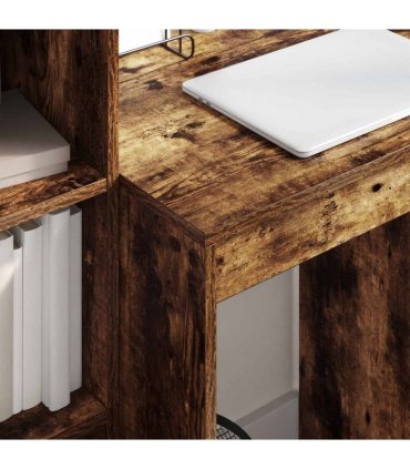 vidaXL Desk with Drawer with Shelf with Storage 2 pcs Smoked Oak
