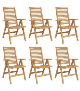 vidaXL Chair Folding 6 pcs Brown 64.5 x 52 x 108 cm Solid Teak Wood