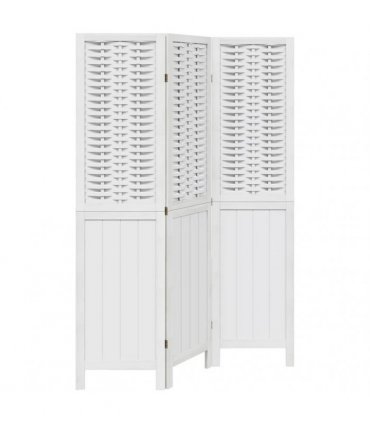 vidaXL Room Divider 3 Panels White Solid Wood Paulownia