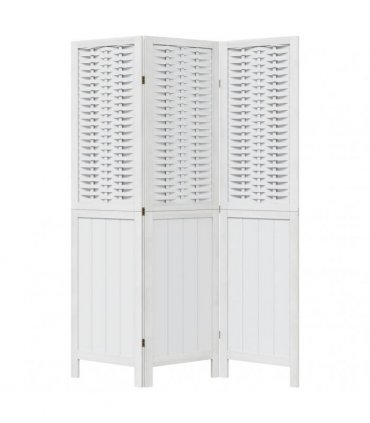 vidaXL Room Divider 3 Panels White Solid Wood Paulownia