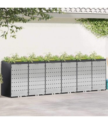 vidaXL Wheelie Bin Storage for 6 Bins Anthracite 408 x 77.5 x 121.5 cm