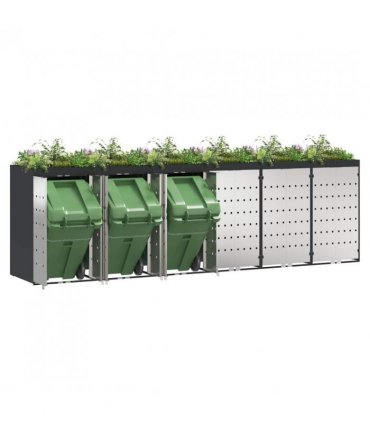 vidaXL Wheelie Bin Storage for 6 Bins Anthracite 408 x 77.5 x 121.5 cm