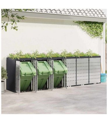 vidaXL Wheelie Bin Storage for 6 Bins Anthracite 408 x 77.5 x 121.5 cm
