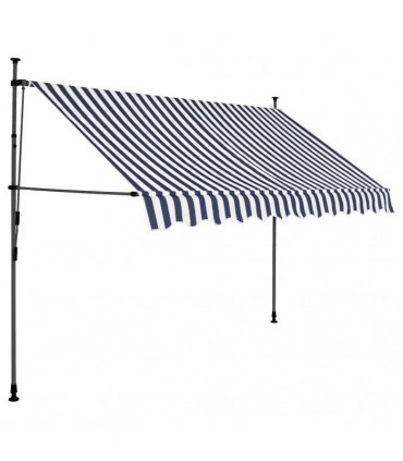 vidaXL Manual Retractable Awning with LED 300 cm Blue and White