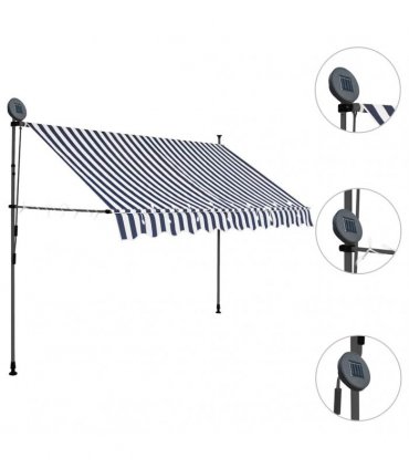 vidaXL Manual Retractable Awning with LED 300 cm Blue and White