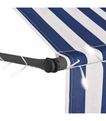 vidaXL Manual Retractable Awning with LED 300 cm Blue and White