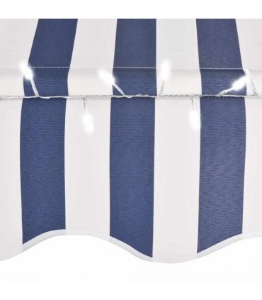 vidaXL Manual Retractable Awning with LED 300 cm Blue and White