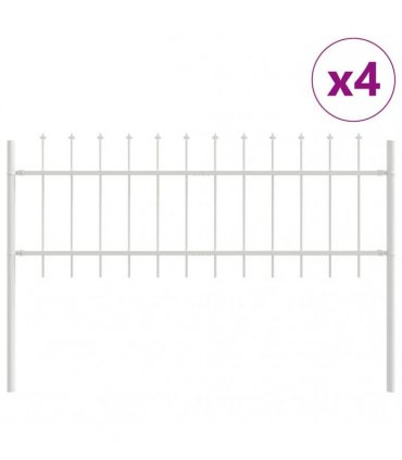 vidaXL Garden Fence 4 pcs White 6.8 x 0.6 m Powder-coated Steel