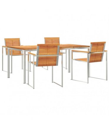 vidaXL Garden Dining Set 5 pcs Brown Solid Acacia Wood