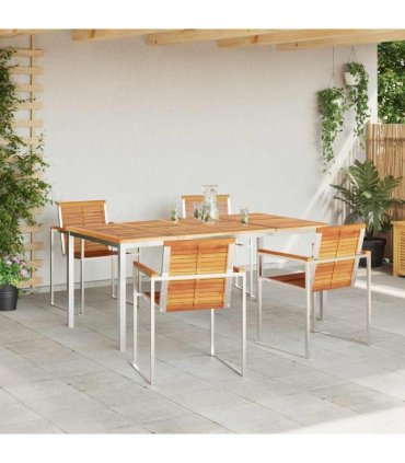 vidaXL Garden Dining Set 5 pcs Brown Solid Acacia Wood
