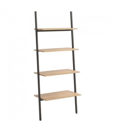 vidaXL 4-Tier Leaning Shelf Light Brown and Black 64x34x150.5 cm