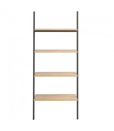 vidaXL 4-Tier Leaning Shelf Light Brown and Black 64x34x150.5 cm
