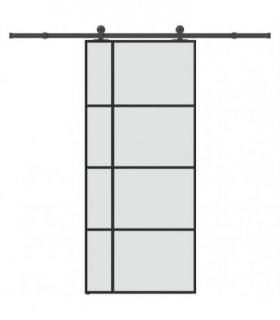 vidaXL Sliding Door with Hardware Set 90x205 cm ESG Glass&Aluminium