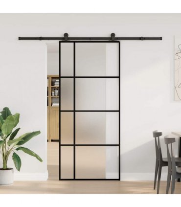 vidaXL Sliding Door with Hardware Set 90x205 cm ESG Glass&Aluminium