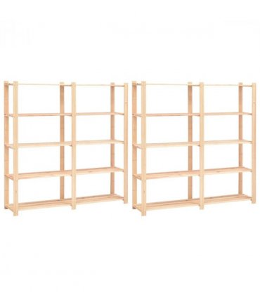 vidaXL 5-Tier Storage Racks 2 pcs 170x38x170 cm Solid Pinewood 500 kg