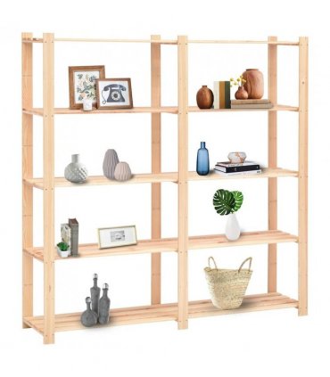vidaXL 5-Tier Storage Racks 2 pcs 170x38x170 cm Solid Pinewood 500 kg
