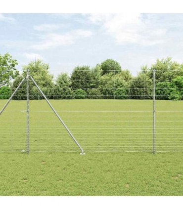 vidaXL Welded Wire Fence with Spikes 25 x 1.6 m Galvanised Steel Mesh