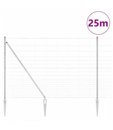 vidaXL Welded Wire Fence with Spikes 25 x 1.6 m Galvanised Steel Mesh