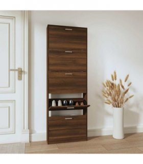 vidaXL Shoe Cabinet Brown Oak 59x17x169 cm Engineered Wood