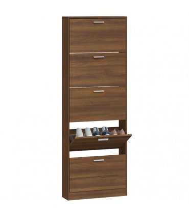 vidaXL Shoe Cabinet Brown Oak 59x17x169 cm Engineered Wood