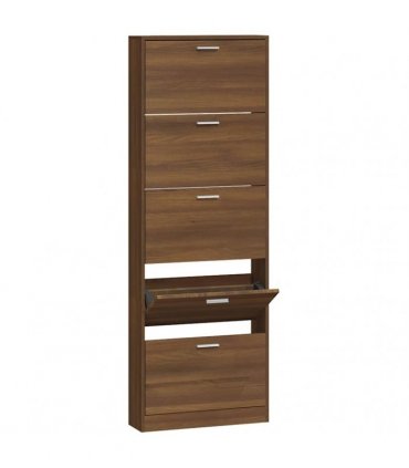 vidaXL Shoe Cabinet Brown Oak 59x17x169 cm Engineered Wood