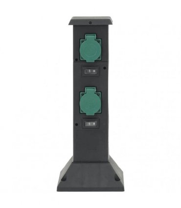 vidaXL Outdoor Socket Column 4-Way Black and Green 16x16x39.5 cm