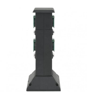 vidaXL Outdoor Socket Column 4-Way Black and Green 16x16x39.5 cm