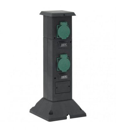 vidaXL Outdoor Socket Column 4-Way Black and Green 16x16x39.5 cm