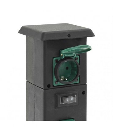 vidaXL Outdoor Socket Column 4-Way Black and Green 16x16x39.5 cm