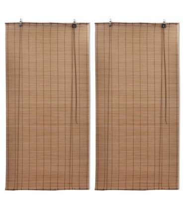vidaXL Bamboo Roller Blinds 2 pcs 80 x 160 cm Brown