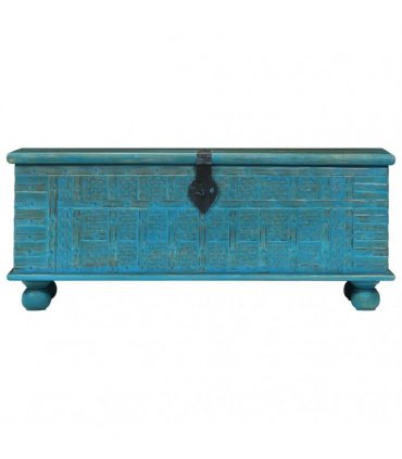 vidaXL Storage Chest | Blue | Solid Mango Wood | 100 cm x 40 cm x 41 cm